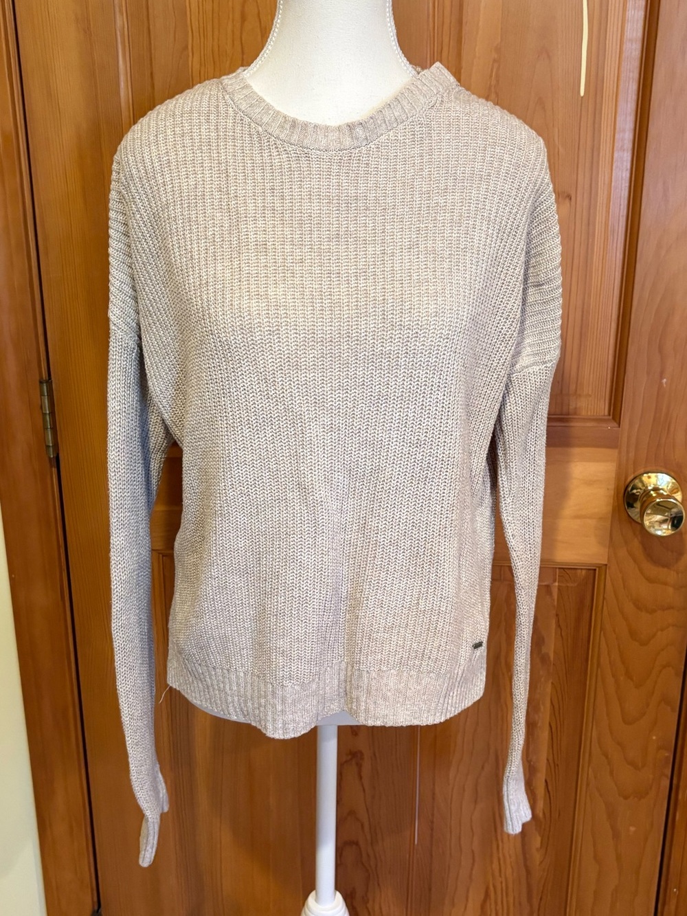 Hollister Oversized Knit Sweater in Light Beige